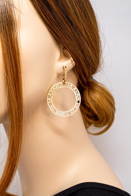 Roman Numbers Hoop Earrings