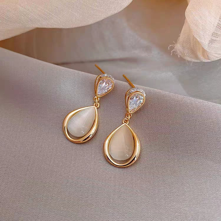 Elegant Drop Shaped Opal Earrings