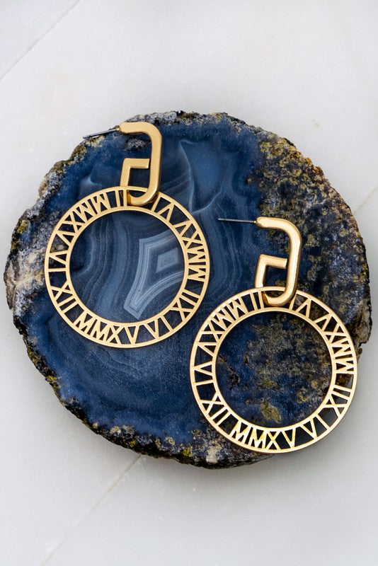 Roman Numbers Hoop Earrings