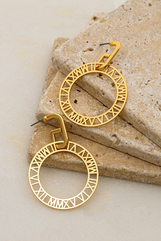 Roman Numbers Hoop Earrings